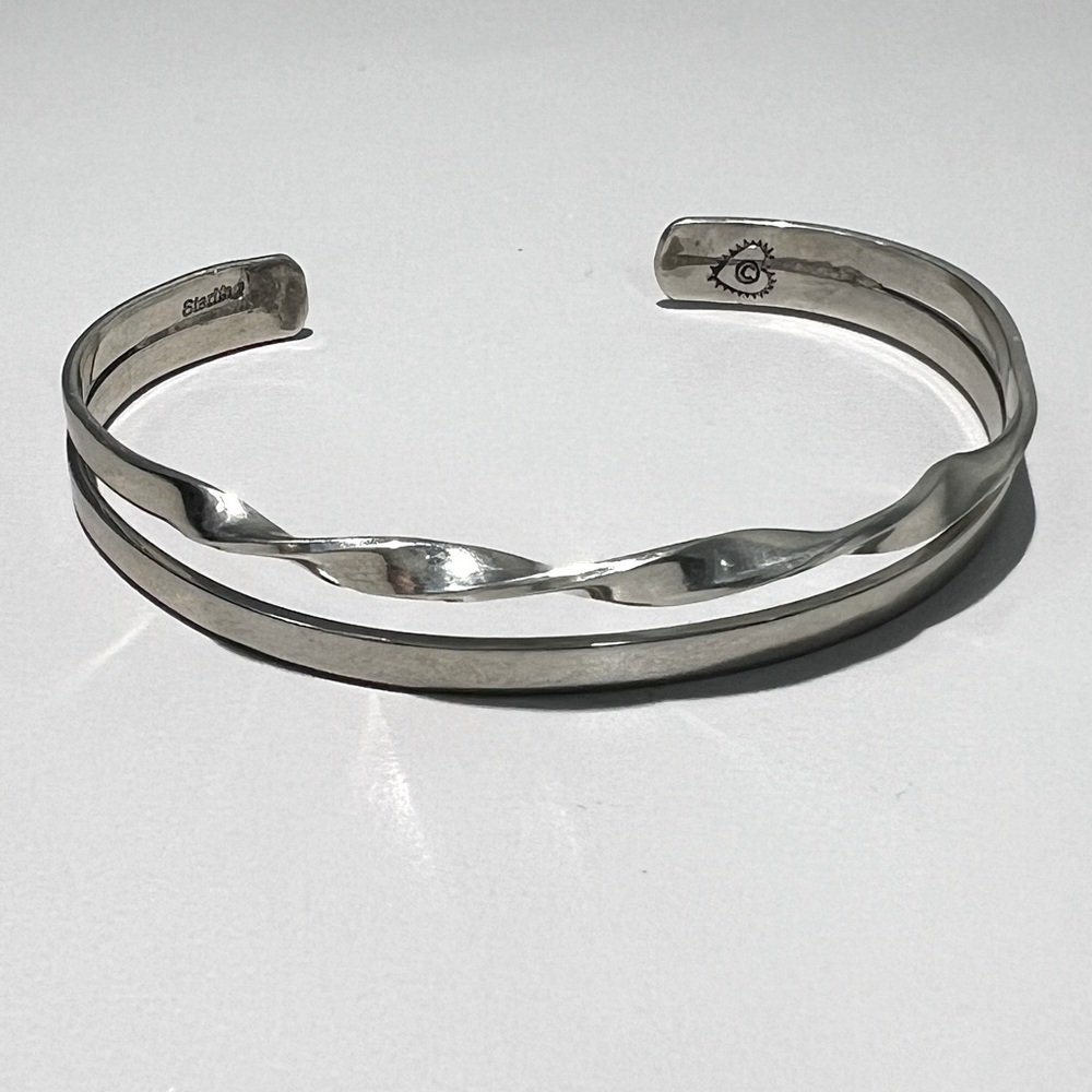 Sterling Silver Double Cuff Twist Bangle